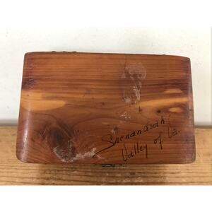 Vintage Shenandoah Valley Virginia Wooden Carved Jewelry Box Cedar Mini Chest 5"